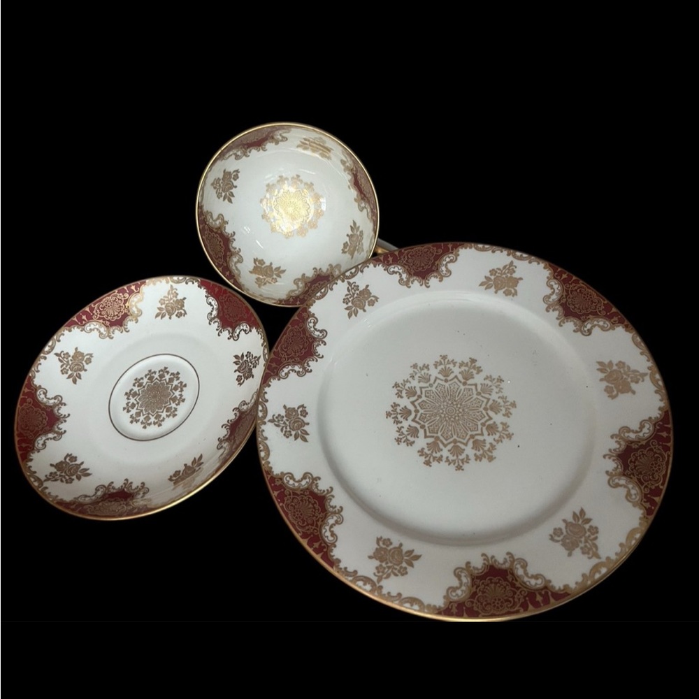 Rosenthal 3 piece vintage Elegant Gold and Red serving tea set